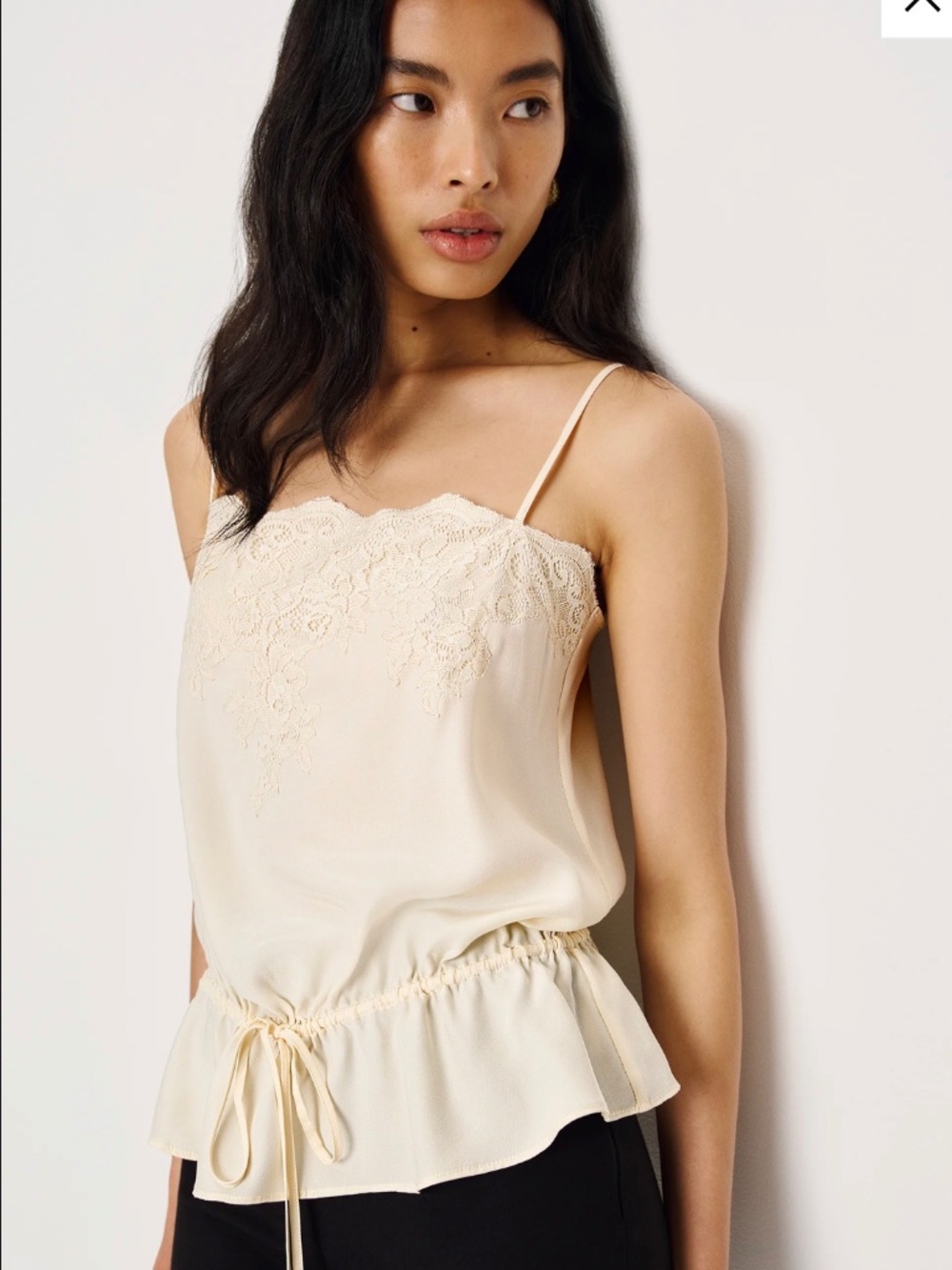 Reformation Silvia Silk Top Ivory - Size 8